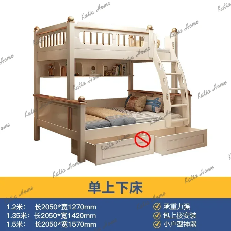 King Size Bed Frame With Storage Drawers - Lit superposé en bois avec matelas