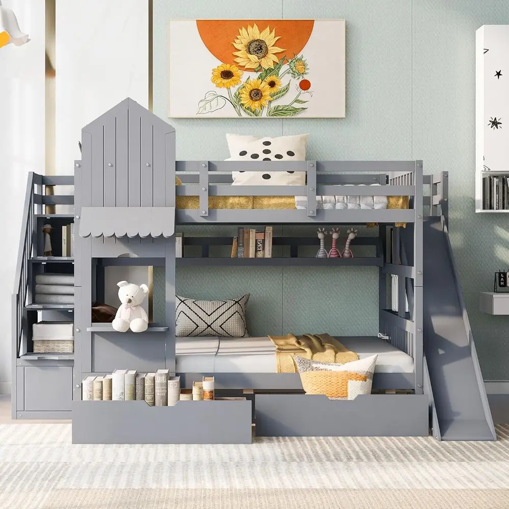 Lit superposé double avec esca - Bunk Bed With Stairs And Slide avis et prix