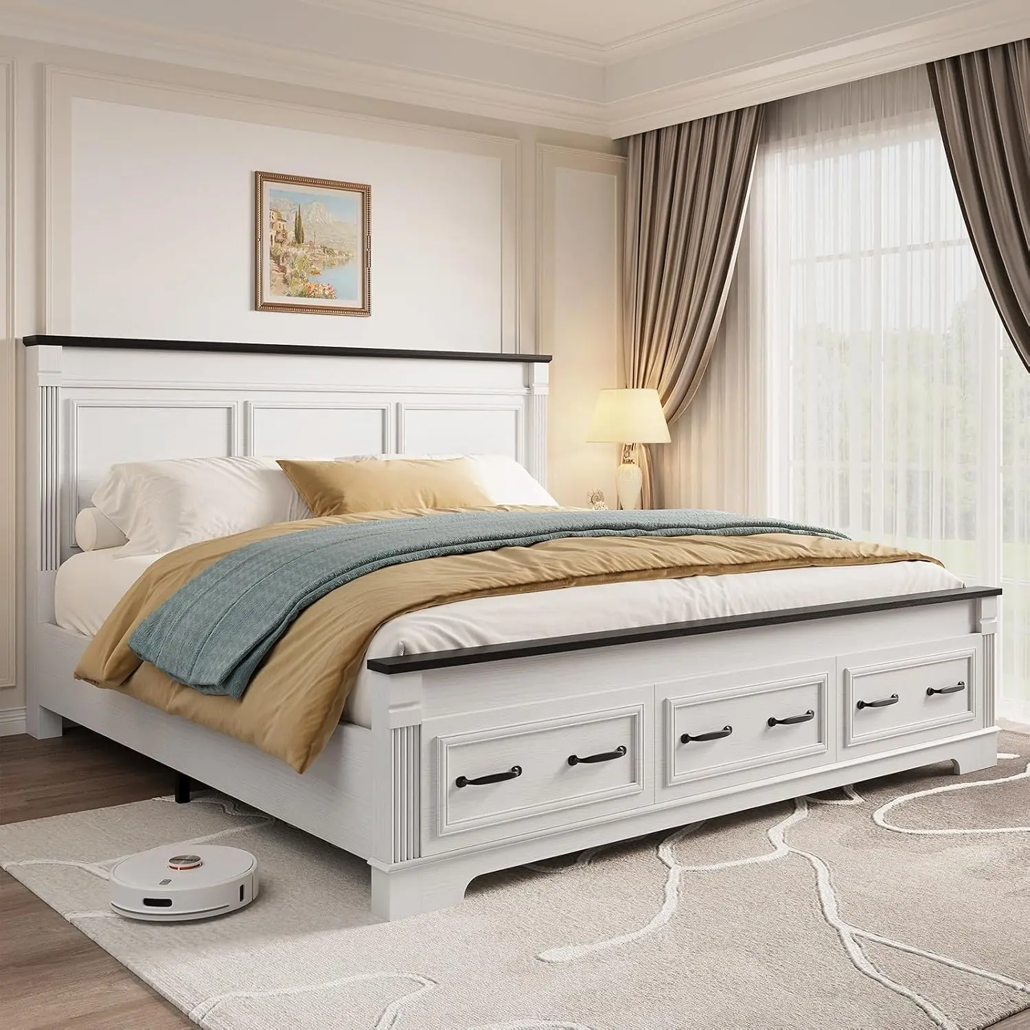 Cadre de lit king size de styl - King Size Bed Frame With Storage Drawers avis et prix