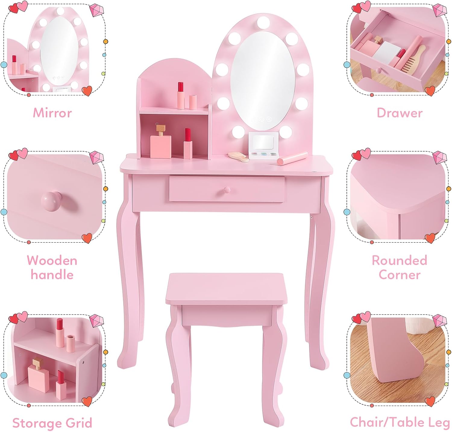 Ensemble de coiffeuse pour enf - Dressing Table Vanity With Lighted Mirror avis et prix