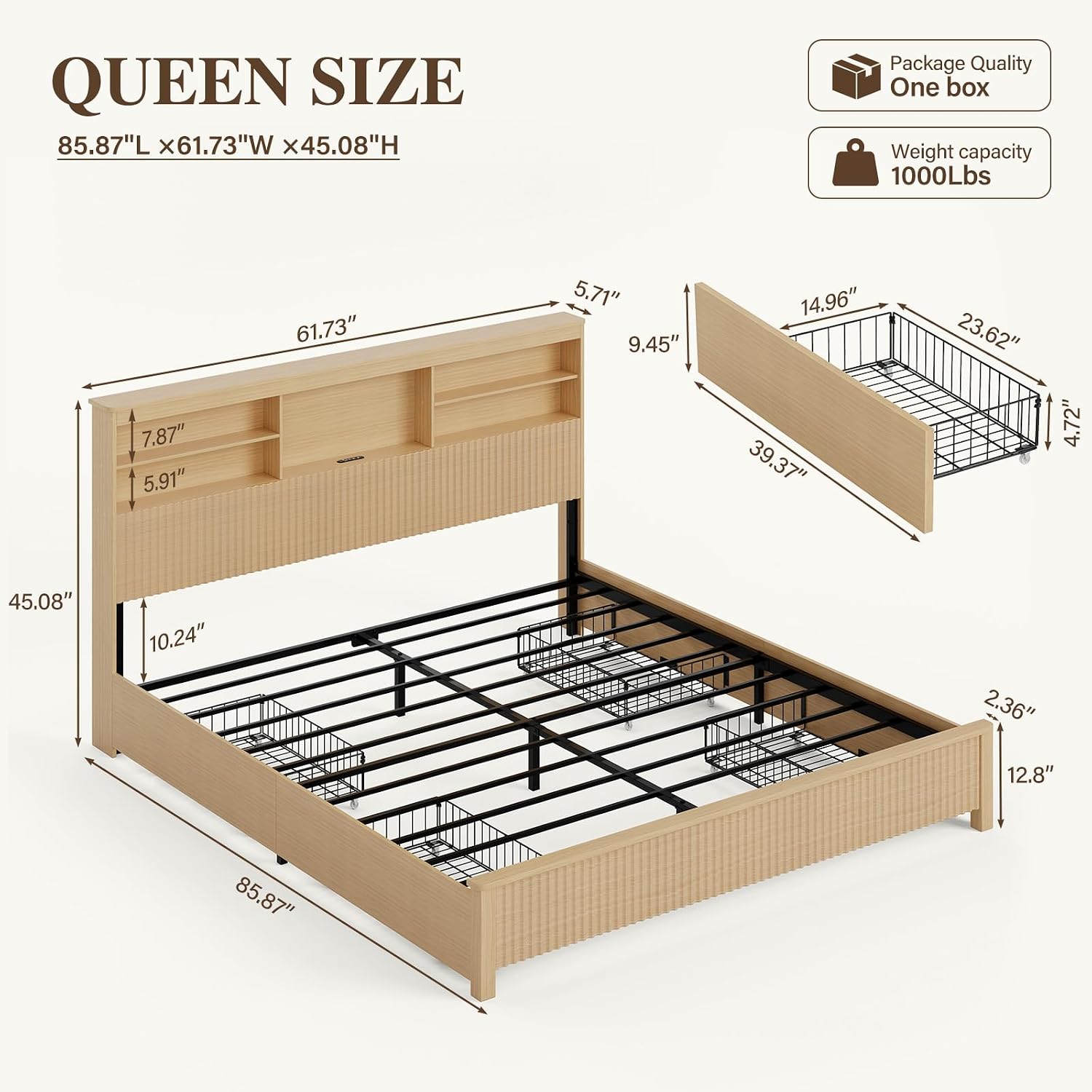 Cadre de lit Queen Size avec 4 - Canopy Bed Frame Metal Queen avis et prix