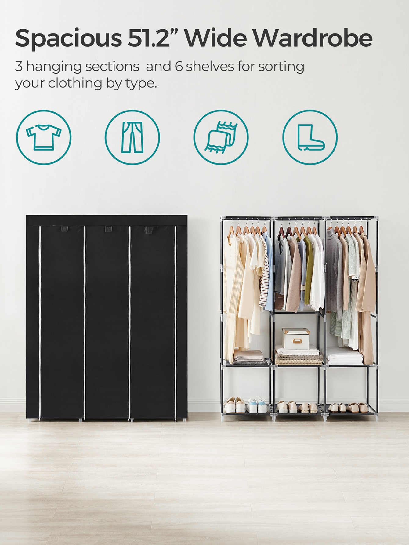 Organiseur de placard portable - Wardrobe Closet Portable Fabric Cover avis et prix