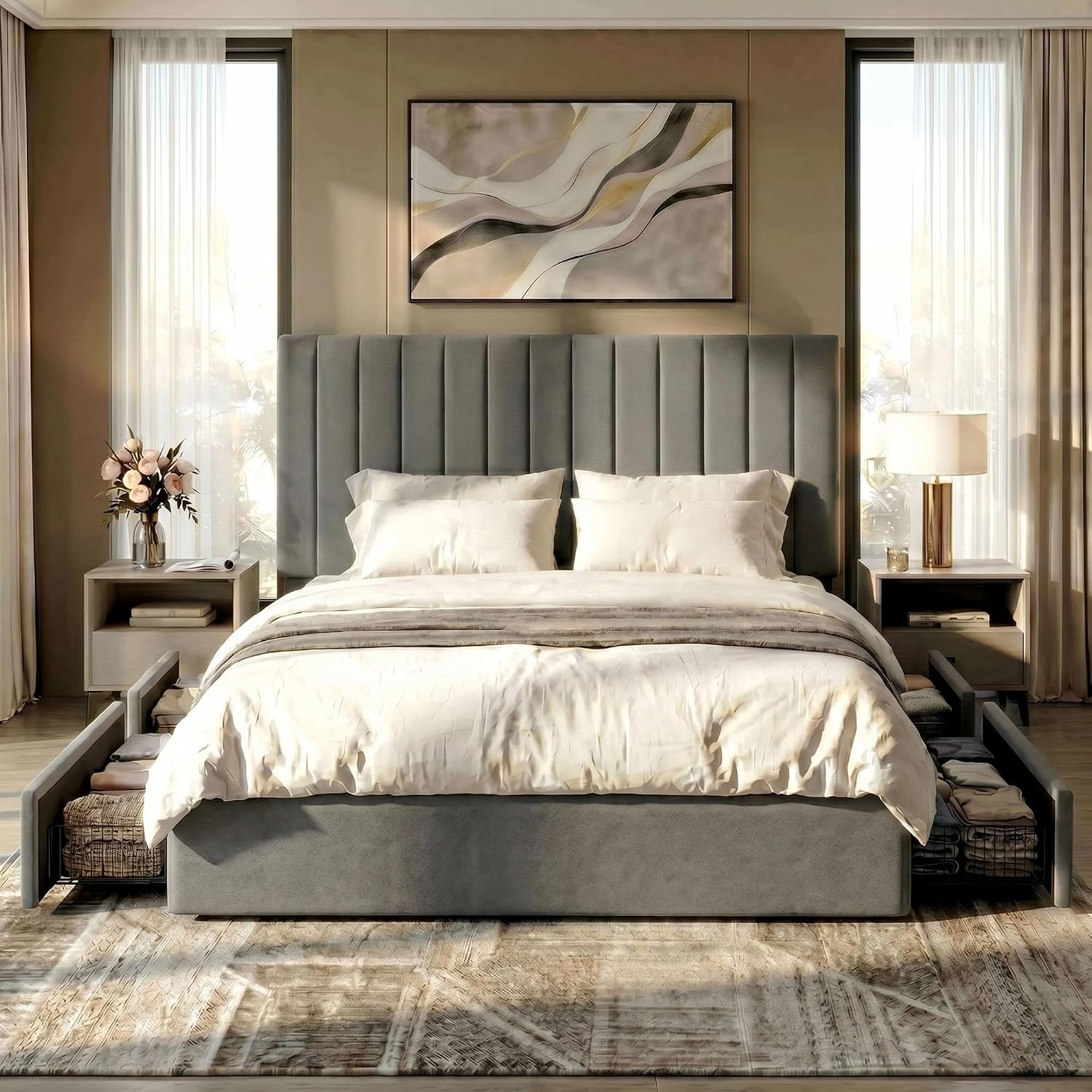 Cadre de lit plateforme King S - King Size Bed Frame With Storage Drawers avis et prix