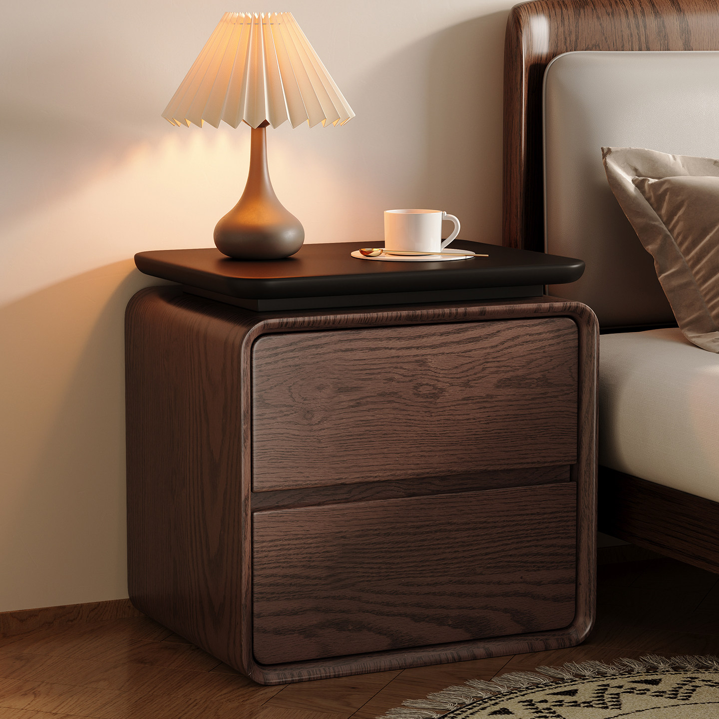 Table de chevet moderne et min - Solid Wood Nightstand 2 Drawers avis et prix