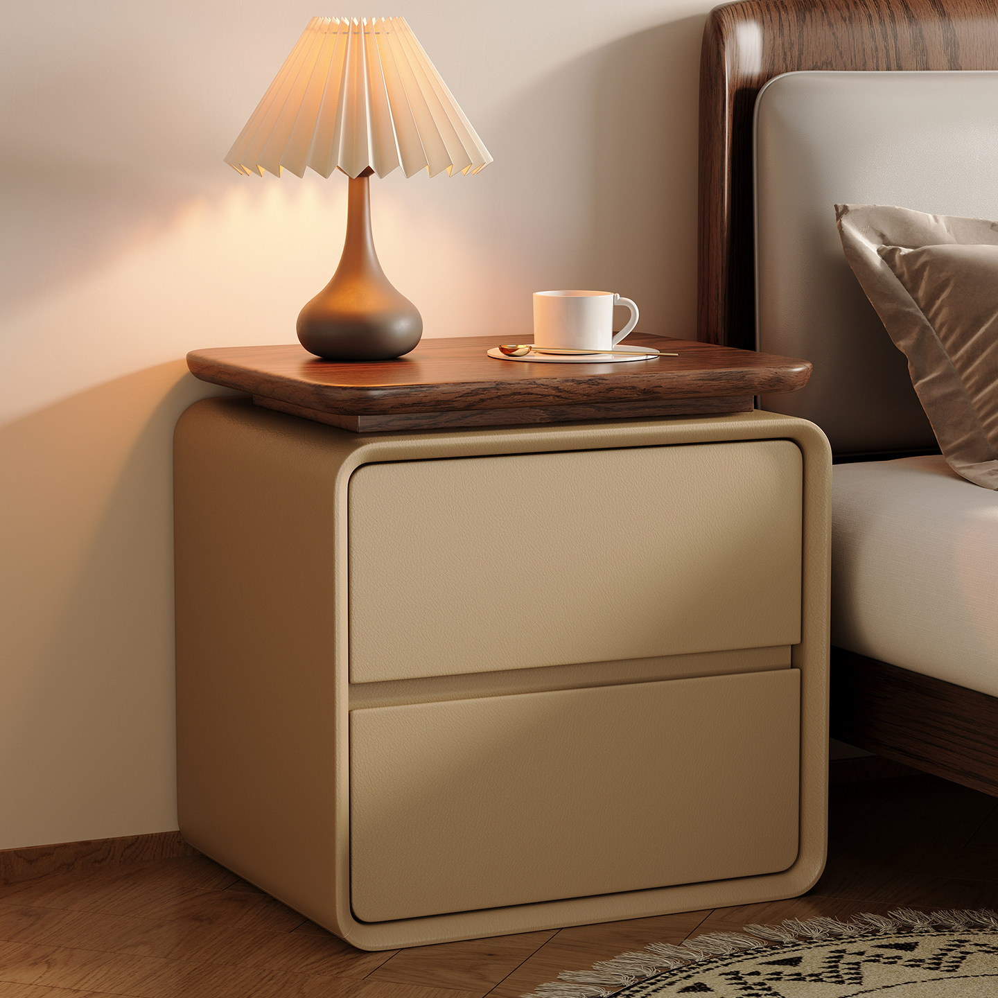 Table de chevet moderne et min - Solid Wood Nightstand 2 Drawers avis et prix