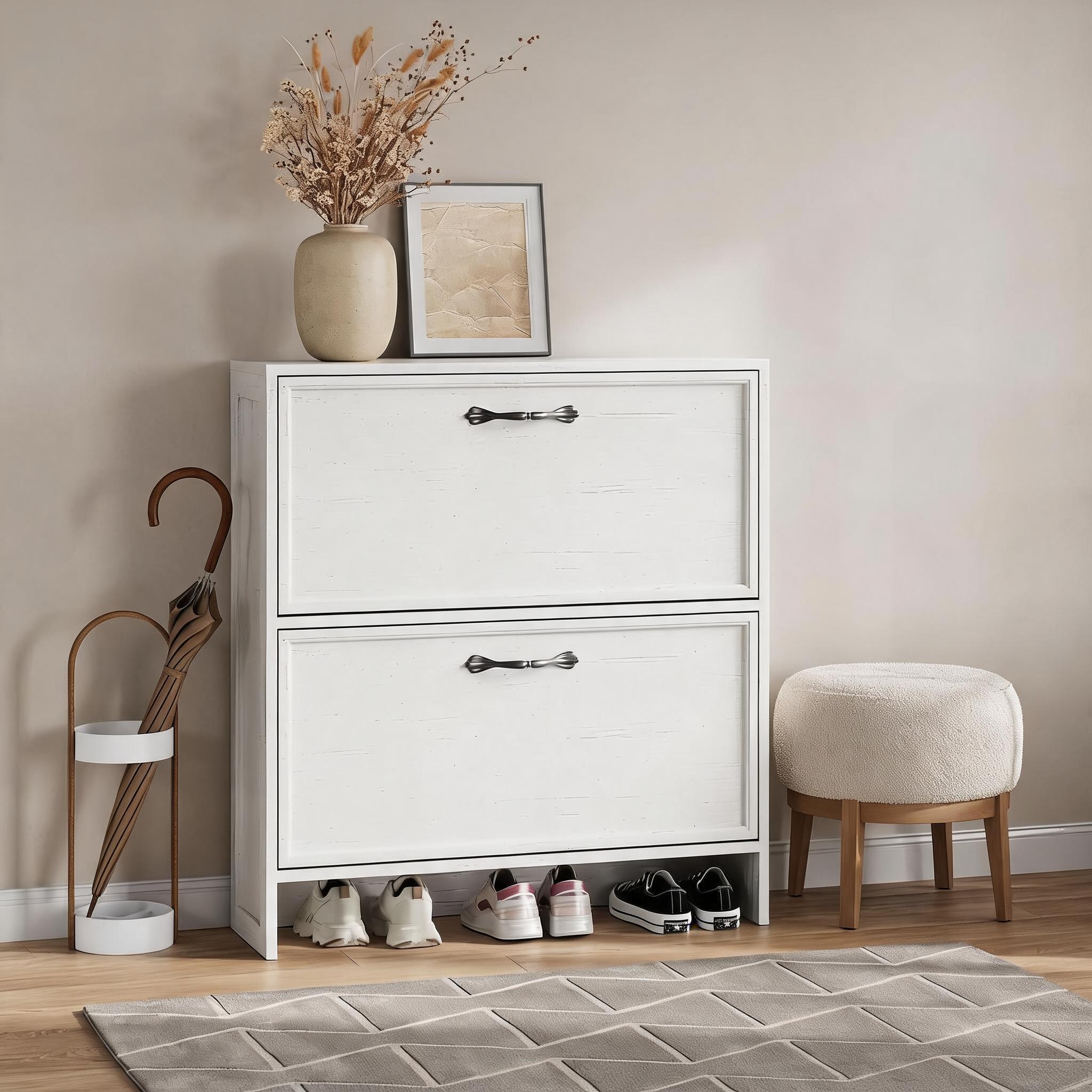 Meuble à chaussures à 2 tiroir - Shoe Rack Cabinet Narrow Entryway avis et prix
