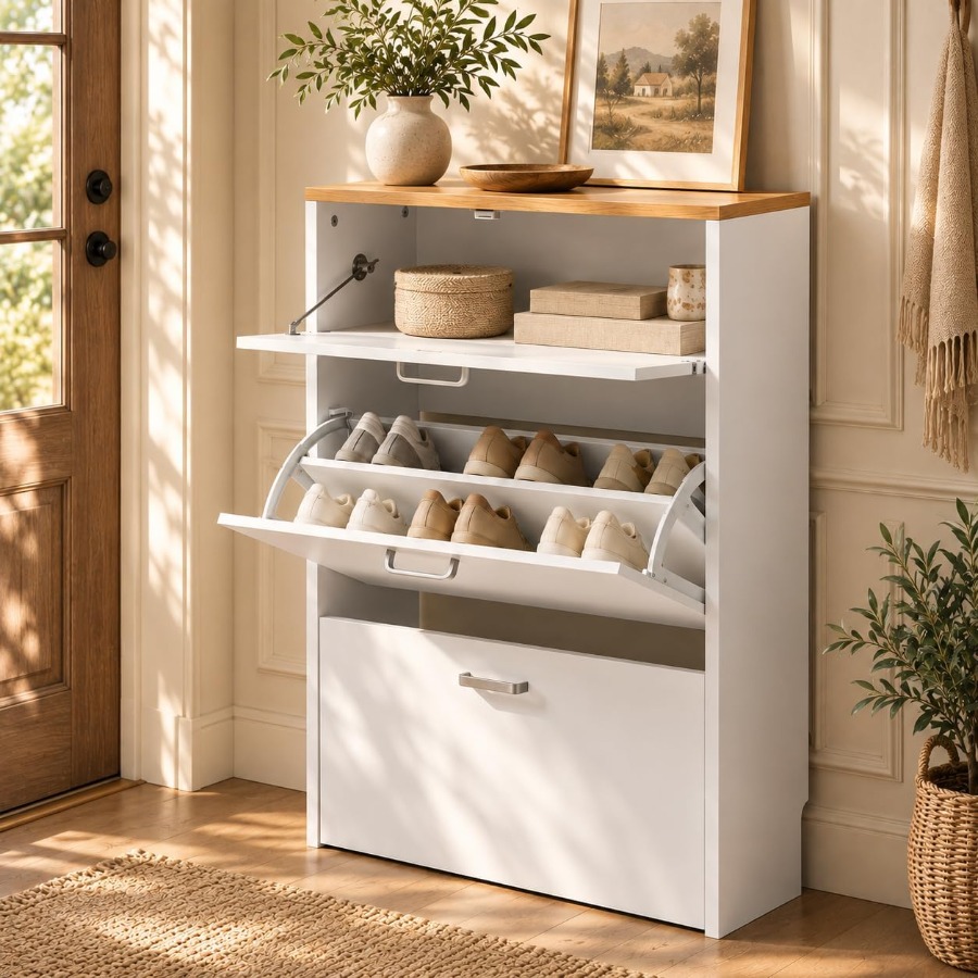 Meuble de rangement pour chaus - Shoe Rack Cabinet Narrow Entryway avis et prix