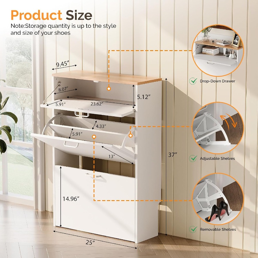 Meuble de rangement pour chaus - Shoe Rack Cabinet Narrow Entryway avis et prix