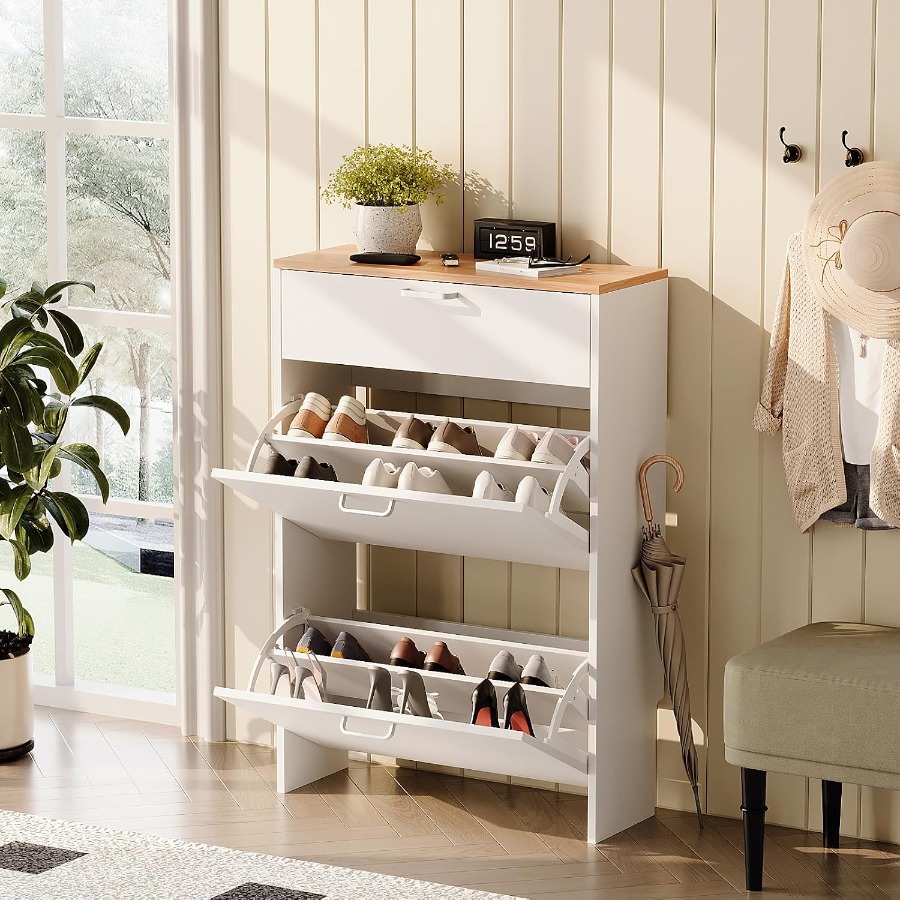 Meuble de rangement pour chaus - Shoe Rack Cabinet Narrow Entryway avis et prix