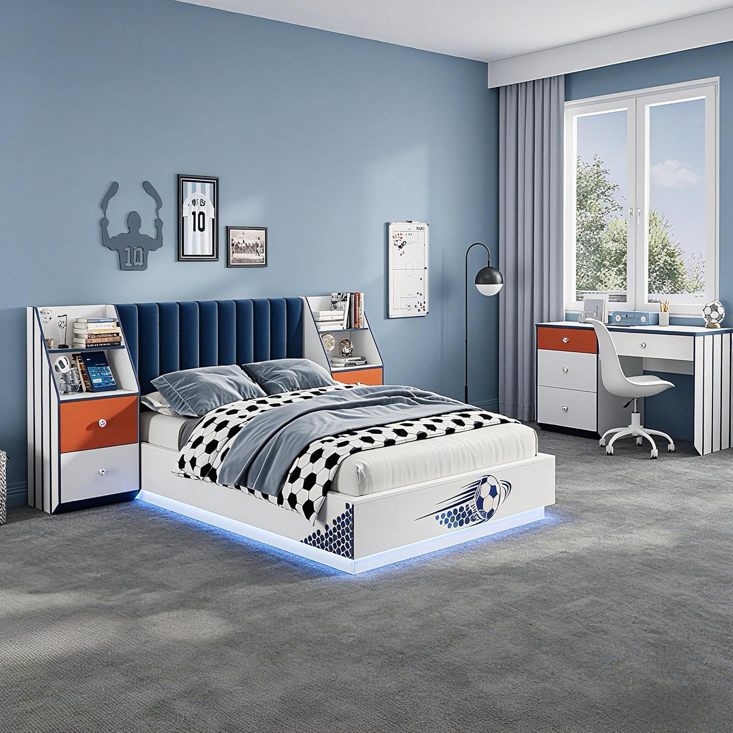 Lit flottant grand format avec - Floating Nightstand With Led Light avis et prix