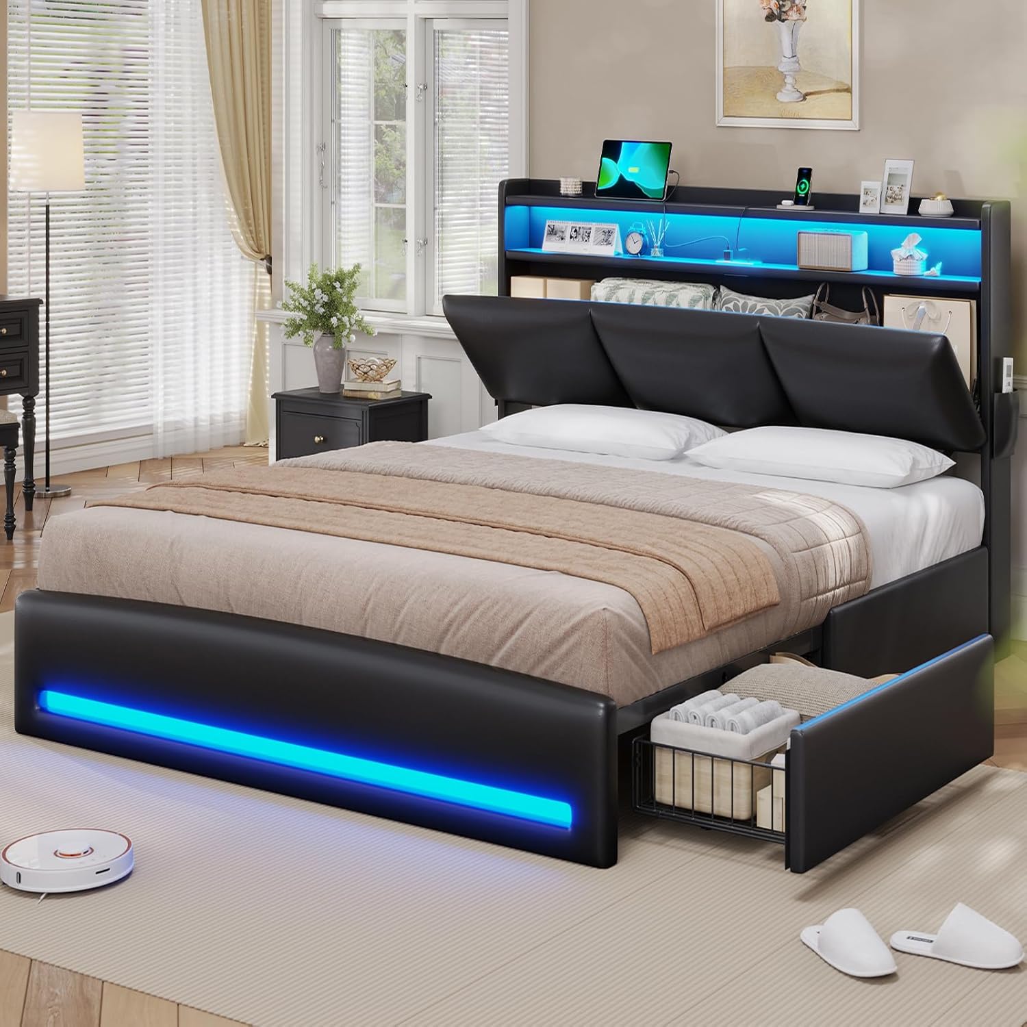 Cadre de lit Queen avec tête d - Canopy Bed Frame Metal Queen avis et prix