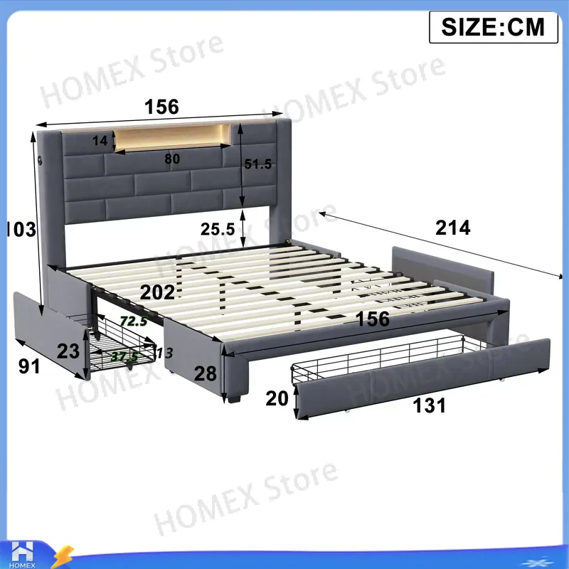 Cadre de lit double 5FT avec o - Gas Lift Storage Bed Hydraulic avis et prix